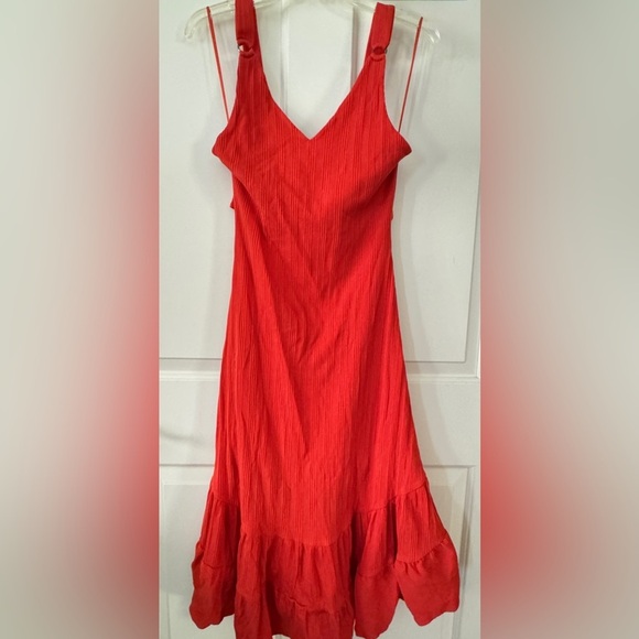 NWT Free People Into You Orange Red Midi Ruffle Bottom Dress S - Picture 5 of 9